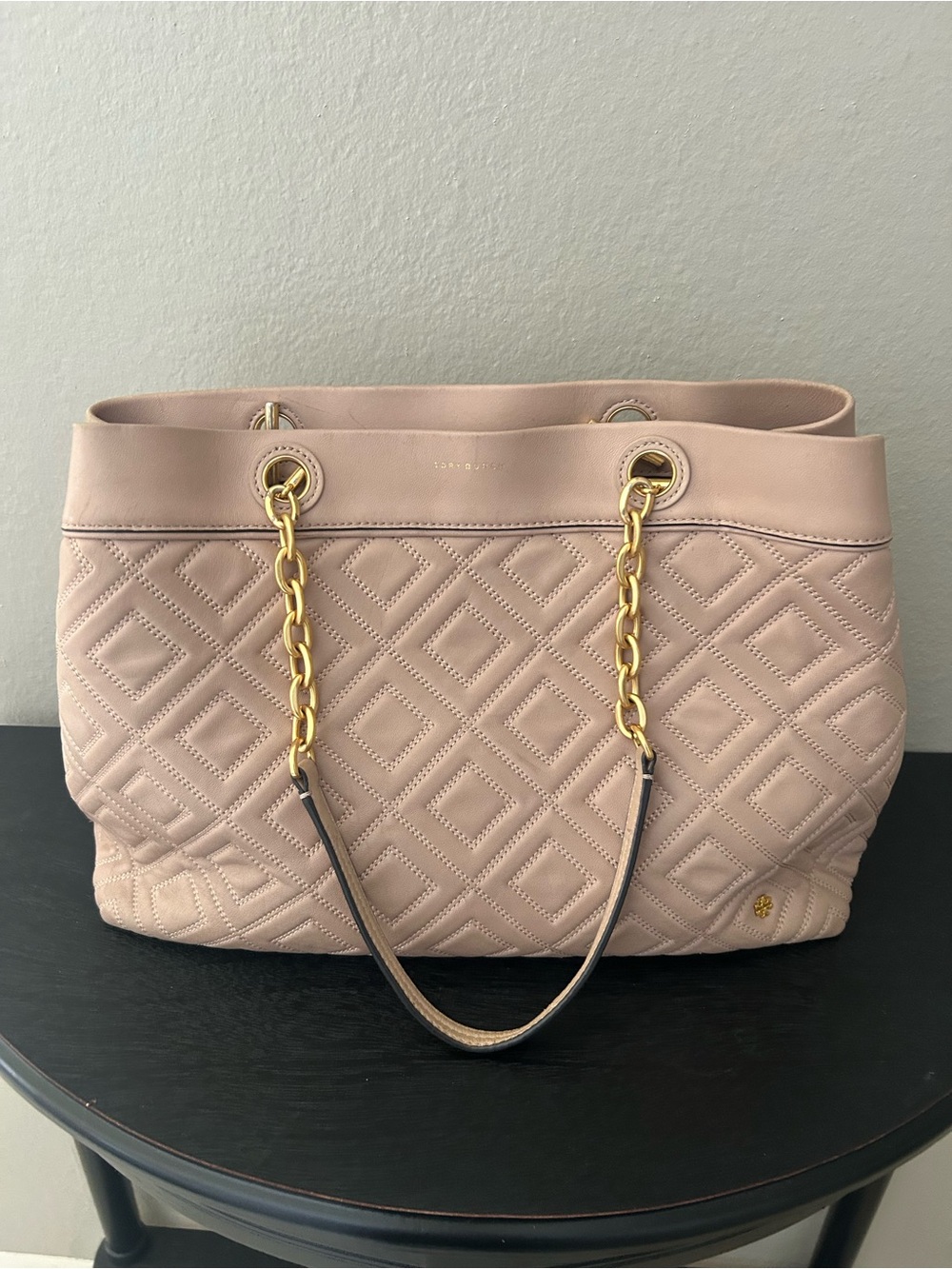 Tory Burch Blush Quilted Leather Chain-Handle Tote